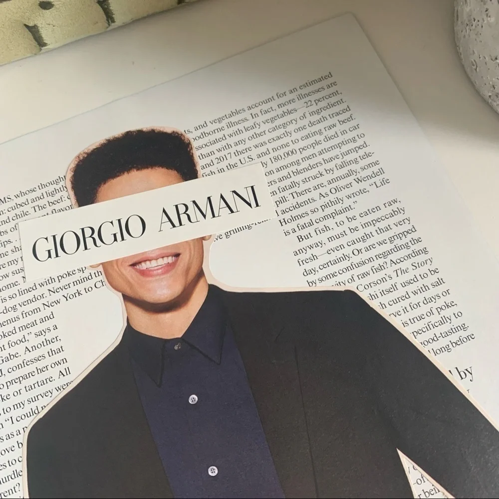 Giorgio Armani Minimalist Collage Wall Art Black Suit Fashion Print
